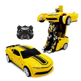 Family Smiles Kids Transforming Robot RC Car Toys for Boys 8-13 Remote Control Gift Yellow