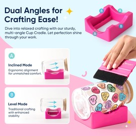 Beryzol Silicone Cup Cradle for Tumblers with Felt Squeegee, Use to Apply UV DTF Stickers/Vinyl Stickers - Keep Mugs in Place