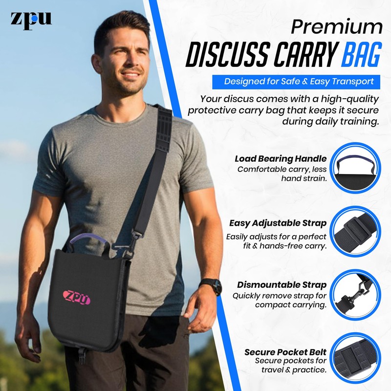 ZPU 1kg Nylon Discus with Black Carry Bag, Sports Practice