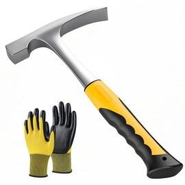 30oz Tinner's Hammer with gloves - Forged Steel Sheet Metal Hammer with Shock-Absorbing Grip for HVAC, Welding & Metal Fabrication - Professional-Grade Tinsmith & Chipping Tool