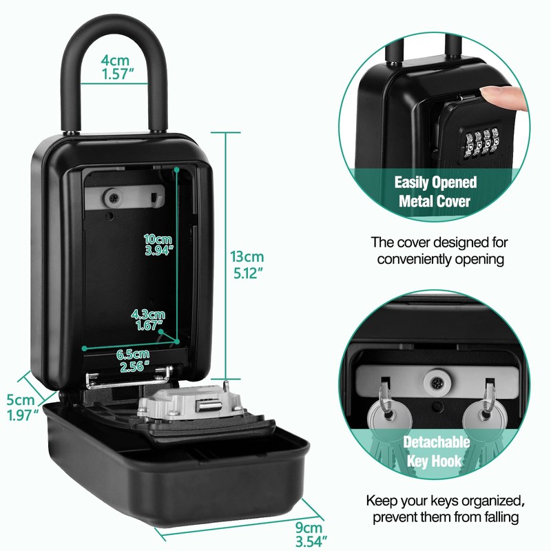 HUANLANG Key Lock Box for Outside,Large Lockboxes 4 Digit Combination