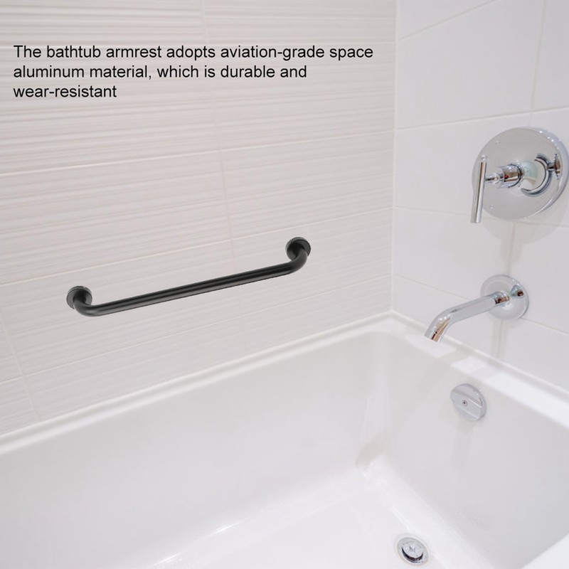 Black Space Aluminum Anti‑Skid Bathtub Handle Handrail Safety Grab Bar