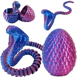 Joycabin 3D Printed Snake Toy, Easter 3D Printed Dragon Egg Snake Eggs, Easter Cobra, 3D Printed Animals Toy for Children, Gifts, Desk, Home Decor (Blue Purple)