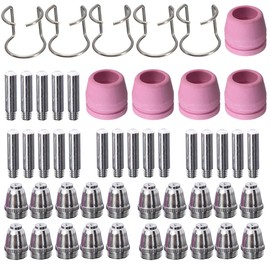 Plasma Cutter Consumables 50PCS WSD60 AG60 Non-Touch Pilot Arc Plasma Cutting Torch WSD-60 Accessories Electrodes Tips Nozzles Guides Kit Suitable for CUT50P CUT60P CUT-50F Cutting Machine