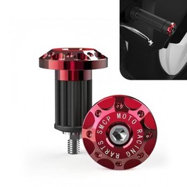 Dogary 2 PCS Motorcycle Handlebar End Caps, Aluminum Alloy Handlebar End Caps, Diameter 16-18mm, Suitable for Motorcycles, Electric Vehicles (Red)