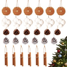 30 Pcs Natural Orange Slices Cinnamon Pinecones Cotton Set Orange Slice Ornaments Cinnamon Pinecones Set Natural Christmas Tree Ornaments Yule Decorations for Christmas Tree Garland Holiday Farmhouse