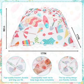 Yiyiring 12 Pcs Mesh Food Covers for Outside Fun Pop-up Food Tents for Outdoors 17"x17" Large & Tall Cute Fruit Cover Umbrella Collapsible Reusable for BBQ Picnic Pool Party Supplies(Summer)
