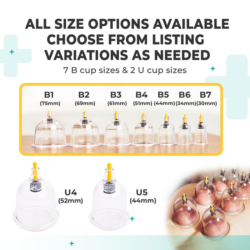 [100 Pack] Bulk Hijama Cups for Cupping - B1 B2