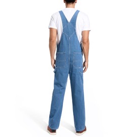 HISEA Mens Denim Bib Overalls, Men's Regular Fit Overall Flex Workwear with Adjustable Straps and Convenient Tool Pockets