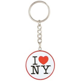 Artisan Owl I Love New York Round Souvenir Keychain - Charming NYC Themed Keyring for Tourists and Collectors (White)