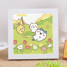 YUEQUN Diamond Art, Anime, 6.7 x 6.7 inches (17 x 17 cm), Framed, Cute, Diamond Painting Kit, Round Beads, Fully Pasted, Bead Art Set, Kids, Adults, Fashionable, DIY Handmade Painting, Craft Kit, Arts