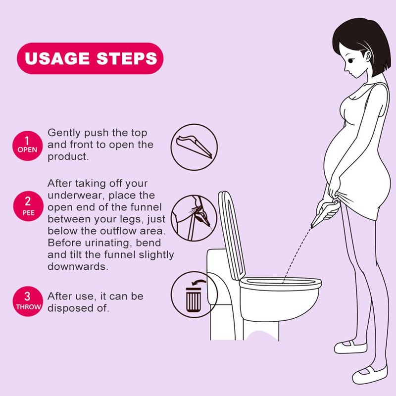 Geoyien Urinella for Women, Disposable Urinal Funnel Female Urinal, Pink,