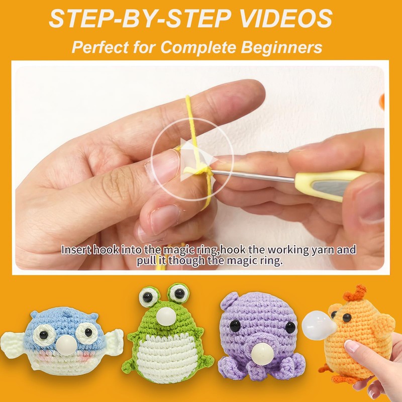 Crochet Kit for Beginners 4PCS Crochet Animal Kit for Adults