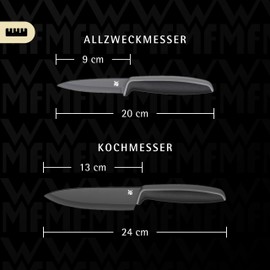 WMF Touch 2-Piece Kitchen Knife Set with Protective Cover, Special Blade Steel, Non-Stick Coating, Sharp, Chef's Knife, Vegetable Knife, Black