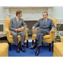 PRESIDENT RICHARD NIXON AND PRINCE CHARLES OVAL OFFICE 1970 8X10 PHOTO