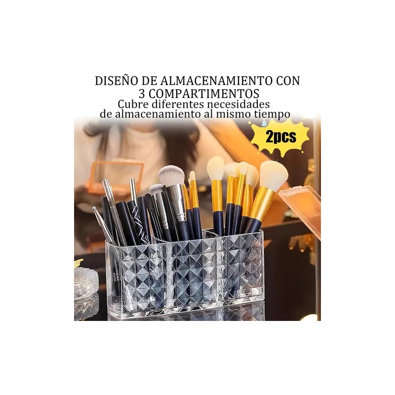 Organizador Maquillaje Acrílico 3compartimentos Transparente