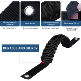 for Bronco Roll Bar Grab Handles, 4pcs Paracord Grip Handle for Ford Bronco 2021 2022 2023 2024, Grab Handles Paracord with America Flag for Ford Bronco 2 4 Door Interior Accessories (4*America Flag)