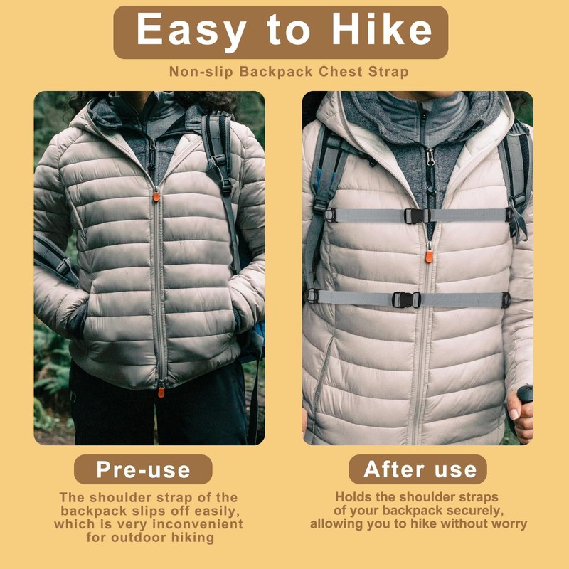 CHONGQILAO Adjustable Chest Strap Backpack, Chest Strap for Backpack, Backpack