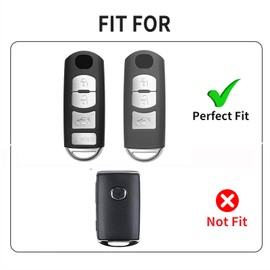 T-carbon Key Fob Cover with Keychain Fits Mazda 3 6 CX5 CX7 CX9 MX5 Miata 2009-2019;Real Carbon Fiber Key Fob Case Shell Protector Fits Toyota Yaris IA 2017 2018 Smart Keyless Accessories Black