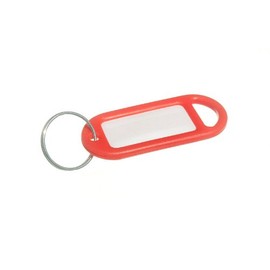 Key Ring Tag 50 mm x 20 mm with Label and Split Key Ring Red Pack of 25