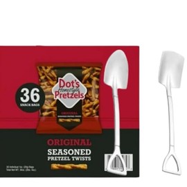 Dots Homestyle Pretzels Original Seasoned Twists – 36 Individual 1oz Snack Bags – Bold Savory Flavor, Perfect for On-the-Go, Lunches, or Sharing with Candy Freezer Mini Metal Shovel Spoons