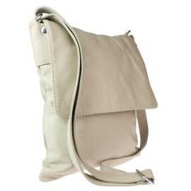 Girly Handbags Womens Genuine Soft Leather Italian Cross Body Messenger Bag Vera Plelle Shoulder Bag Flap Zipper - Light Tan Coffee
