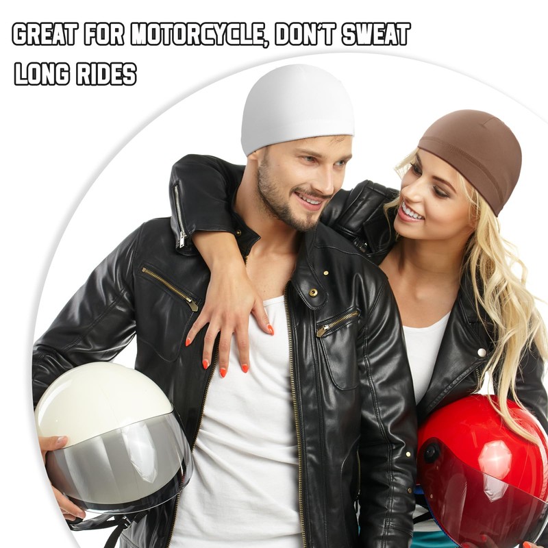 Haysandy 6 Pcs Cooling Skull Cap Motorcycle Helmet Liner Men