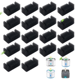 18 Pack Cat Water Fountain Foam Filters Replacement,Sponge Filter for Cat Water Fountain Foam Filter for 85oz/2.5L Automatic Cat Water Fountain (Black, 18 Sponges)