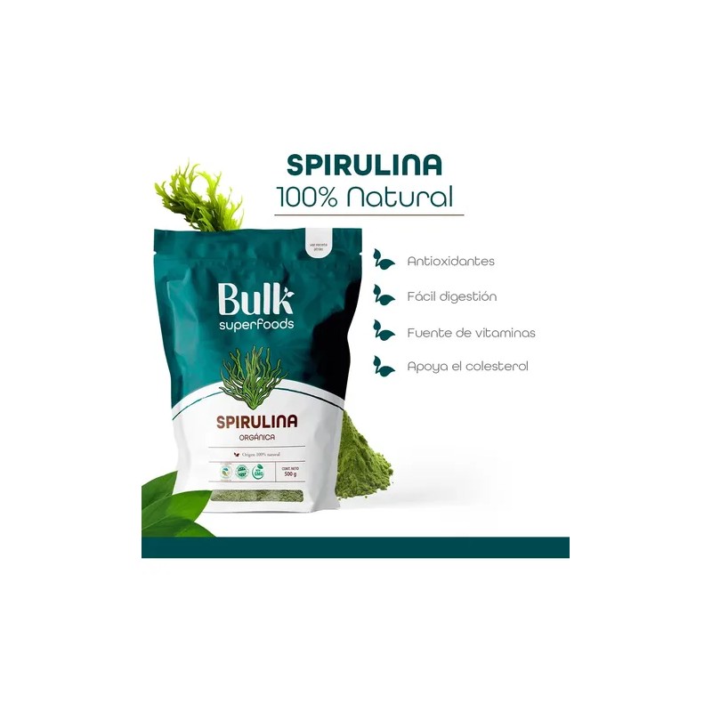 Spirulina Orgánica En Polvo 500g Natural Premium Espirulina