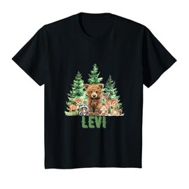 Kids Woodland Forest Animals Bear Deer LEVI T-Shirt