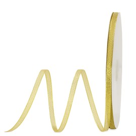 MOLSHINE 100yd 1/4-inch Gold Shiny Organza Sheer Ribbon,Metallic Glitter Ribbons for Gift Wrapping,Bows,Crafts,Garland,Bouquet,Holiday Wedding Party Decor (1/4" (7mm))