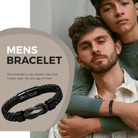 Btysun Husband Gifts Mens Leather Bracelet Romantic Husband Valentines Day Gifts I Love You Infinity Bracelet Romantic Gifts for Him Jewelry