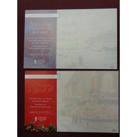 Thomas Kinkade Postcards Victorian Christmas Sunset, Christmas Wish (2) cards