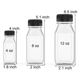 10 Pcs 8 oz Plastic Juice Bottl, Reusable Transparent Bulk Beverage Container With Black Lid, Suitable For Juice, Milk And Other Beverages