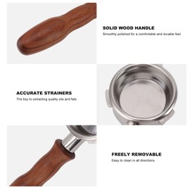 58mm Bottomless Portafilter, 3 Ears Stainless Steel Bottomless Naked Portafilter with Filter Basket & Wood Handle, Professional Espresso Portafilter for Barsetto Espresso (D Red