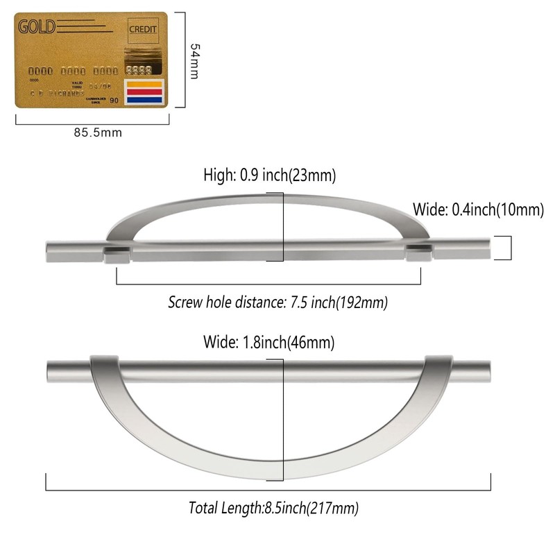 Amerdeco 10 Pack Brushed Satin Nickel Cabinet Pulls 7.5 Inch(192MM)