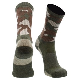 TCK Merino Wool Socks for Men and Women (Green Camo, Large)