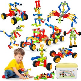 Caferria Building Blocks STEM Toys for 3 4 5 6 7 8+ Year Old Boy Girl Birthday Gift, 142 Pcs Building Toys for Preschool Classroom Educational Toy Building Sets Creative Activities for Kids