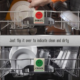 Dishwasher Clean Dirty Sign Magnet Free, Stainless Steel Interior Indicator, Reversible Dish Washer Sign Hanging Inside the Dishwasher
