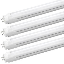 JESLED T8 4FT LED Type A+B Light Bulbs, 24W 3000LM 5000K Daylight White, Plug and Play or Ballast Bypass, 4 Foot Flourescent Tube Replacement, ETL Listed, Dual-end, Frosted, Warehouse Lights 4Pack
