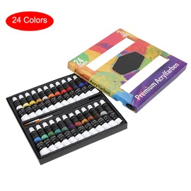 24 Colors Acrylic Pigments Set with 3Pcs Painting Pens Students Art Supplies 12ML24 Colors