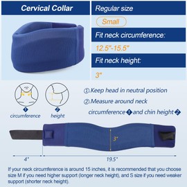 CozyHealth Neck Brace for Neck Pain and Support, Soft Neck Support Relieves Pain & Pressure in Spine for Women & Men, Wrap Align Stabilize Vertebrae Foam Cervical Collar for Sleeping (GBlue, S, 3" Middle Height)