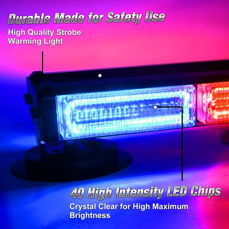 Afurkuot Red & Blue LED Flashing Beacon Light, 8.5” 12/24V