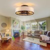 Alaruder Caged Ceiling Fans with Lights Flush Mount,Low Profile Ceiling