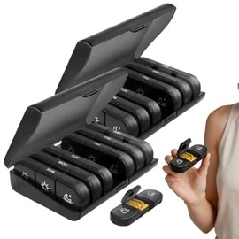 2pcs Organizador de Pastilleros Semanal,con 21 Rejillas para 7 Días,Pastillero Grande para Viaje,Organizador de Pastillas 3 Veces al Día,para Mañana,Mediodía y Noche,Pill Organizer Portátil (2pcs-A)