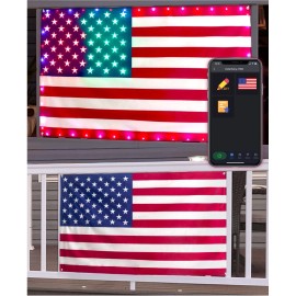 AvatarControls Smart Light American Flag 3x5 FT with Smart 98 LED Lights, APP Decorations Color