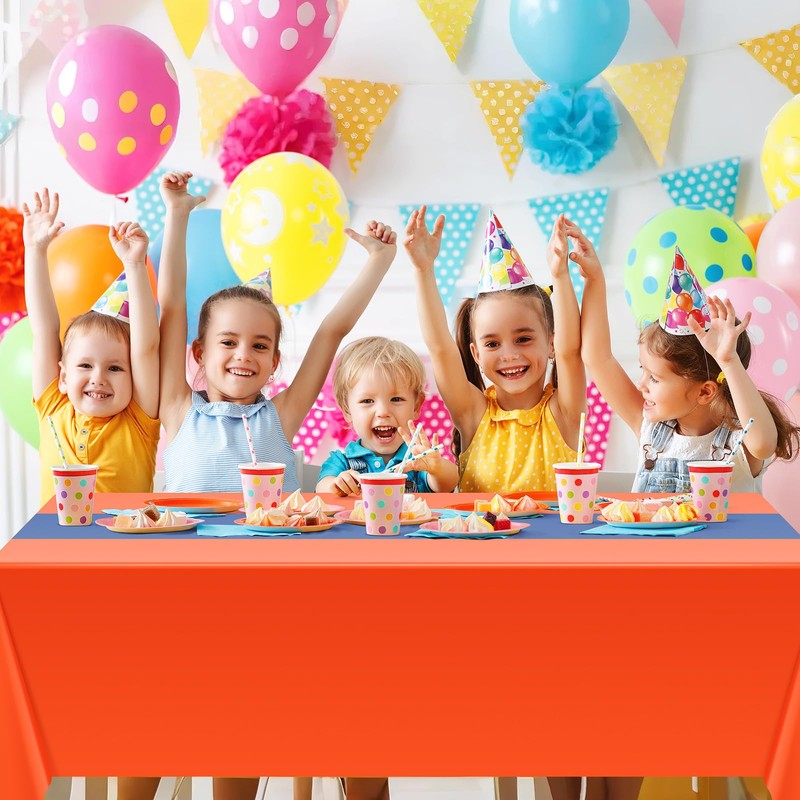 Oudain 4 Pcs Blue and Orange Tablecloth Party Anime Theme