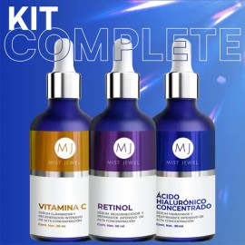 Mist Jewel Kit Sueros Faciales Complete Ácido Hialurónico, Retinol Y Vitamina C  E  Paquete De 3 Serums Completo Día y noche Skincare Para...         