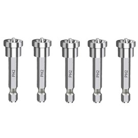 Magnetic Positioning Screwdriver Bits Drywall Screw Setter PH2 Bits for Plasterboard Sheetrock Screw 1/4 Inch Hex Shank Positioning Bit Batch Head, (50mmx5pcs)