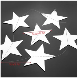 MUNSKT 65 Feet reflective Star Paper Garland,Sparkling Star Bunting Banner for Birthday Holiday Wedding Anniversary Theme Party Supplies and Home Deco, Reflective Banner Backdrop,2.76Inches(Silver)